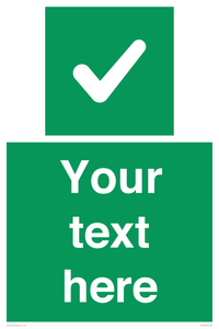 Custom green background, green square with tick sign